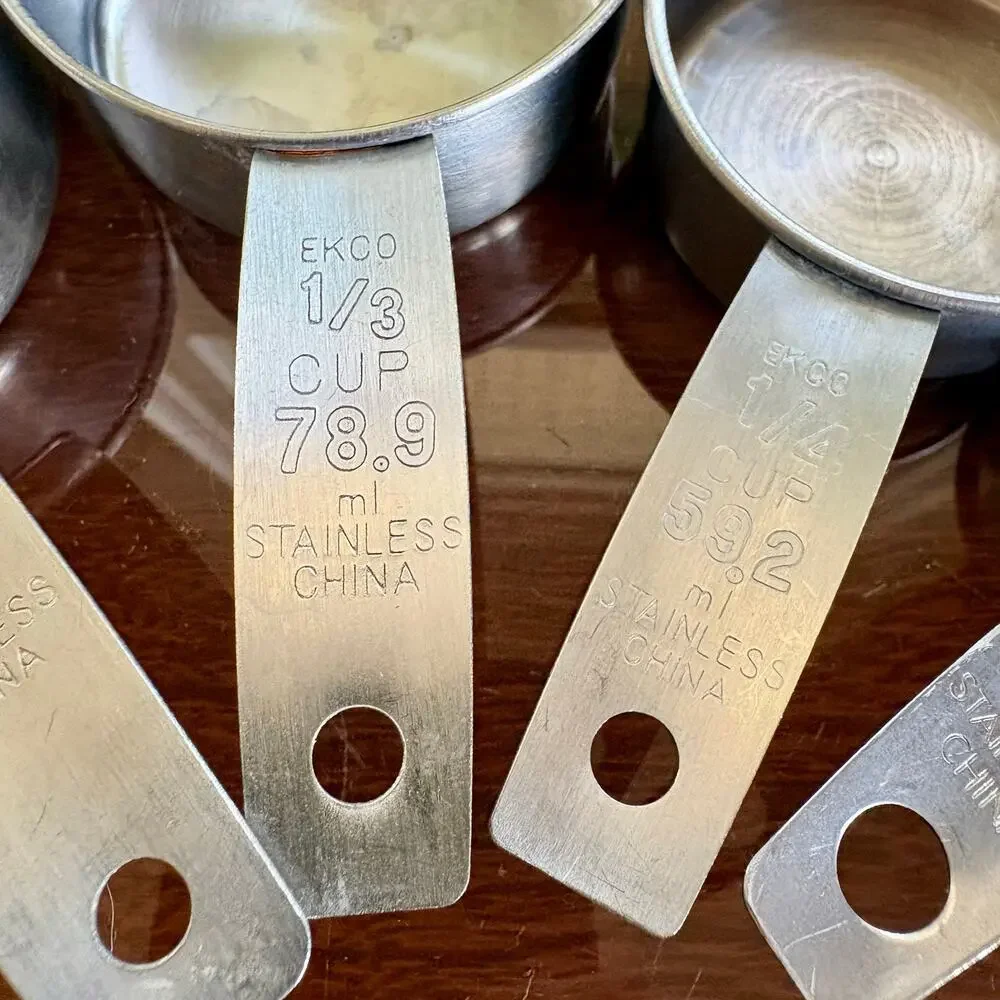 Vintage EKCO Stainless Steel Measuring Cups Set, 4 Piece Kitchen
